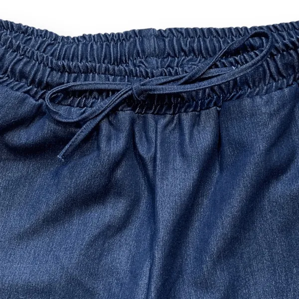 Glassworks London Dark Wash Denim Wide Leg High Rise Pants Drawstring‎ Waist - Image 4