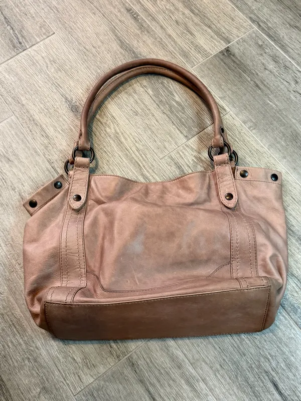 Frye Melissa Tote Shoulder Bag Distressed Tan Leather Boho Gypsy Hippy - Image 2
