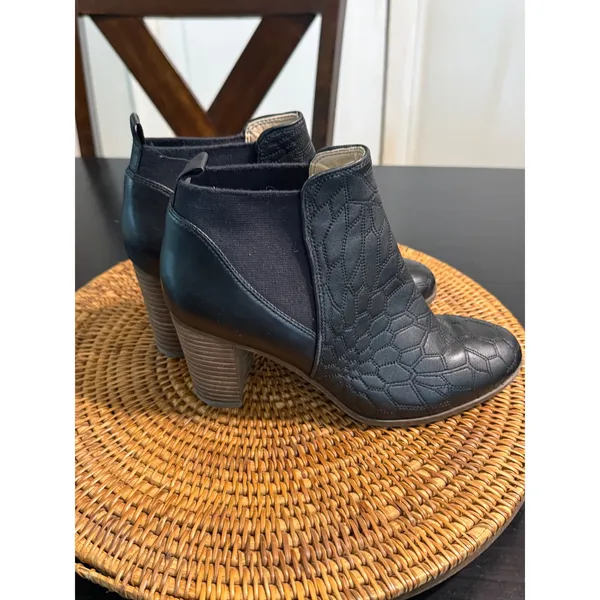 Dr Scholls Original Collection Dixie Black Leather Honeycomb Ankle Boots‎ 7.5M - Image 2