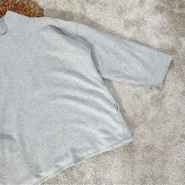J.Crew University Terry Long Half-Zip Tunic Sweatshirt Heather Grey Cozy Chic - Image 11