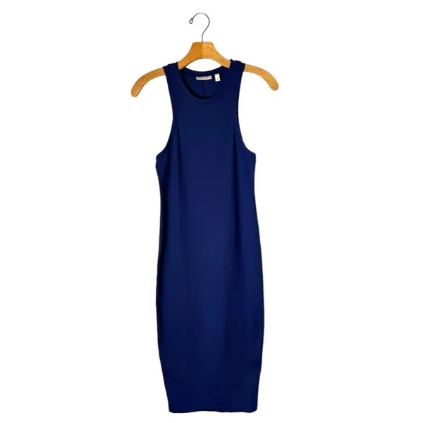 Leith Dress Women XS Blue Sleeveless‎ Crew Neck Racerback Midi Tank Athletic - Image 2