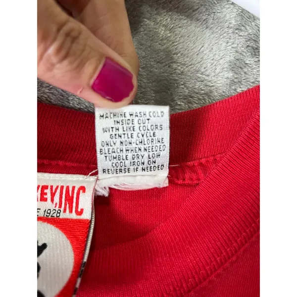 Vintage 90s Mickey Inc Minnie Mouse Embossed Graphic‎ T Shirt Red XL Disney - Image 8