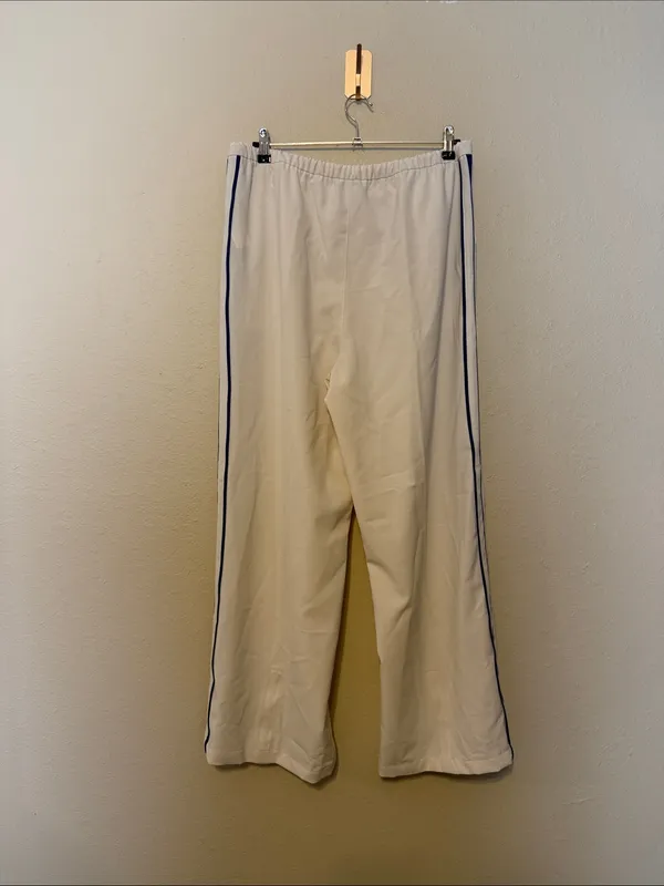 Athleta Pant‎ MVP Mid Rise Side Stripe ivory blue Size Large - Image 7