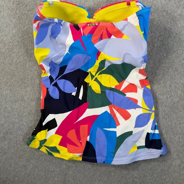 Anne Cole Women's Small Strapless Tankini Top Multicolor Abstract Floral Ruched - Image 8