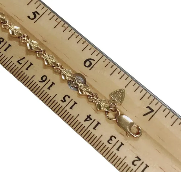 Vintage Beverly Hills 14k Gold Diamond Cut Link tennis Bracelet 7" Lobster Clasp - Image 12