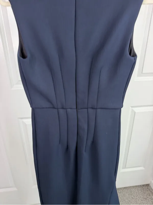 Sportmax Navy V-Neck Mermaid Midi Dress Built-In Shapewear - Image 9
