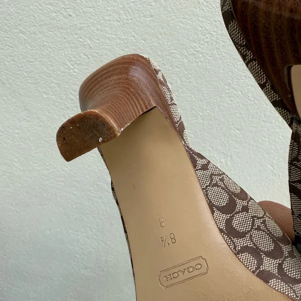 Coach Signature Logo Canvas Gwynne Mules‎ Brown Size 8.5 SEE PHOTOS B - Image 7