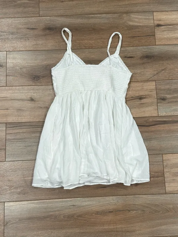 AMERICAN EAGLE Lace Trim White Boho Cotton Babydoll Mini Dress | Size Small - Image 4
