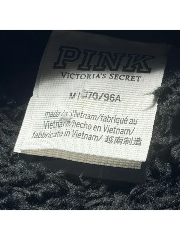 NK Victoria’s Secret Women’s Black Sherpa Fleece Full Zip Jacket Size M - Image 3