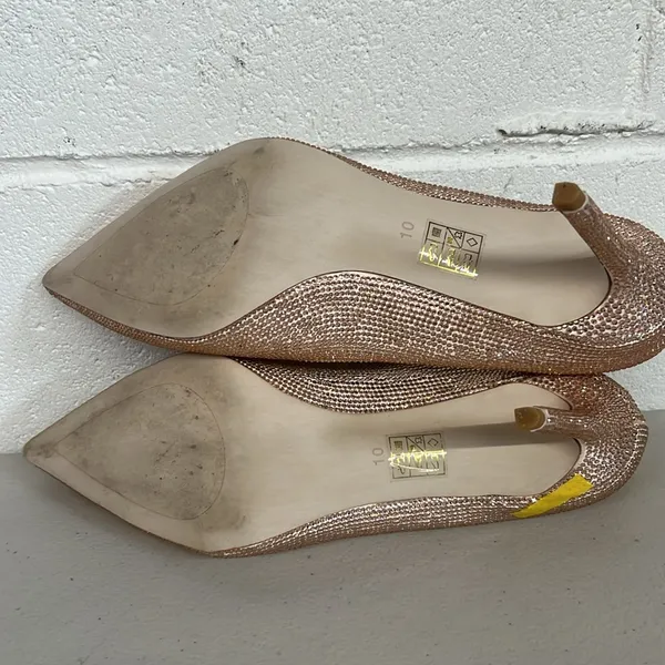 Jeffrey Campbell sz10 pink pointed toe rhinestone jewel heels shoes wedding prom - Image 6