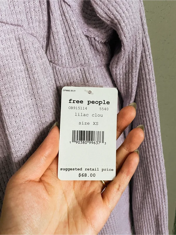 New Free People We the Free Must Have Henley Waffle Thermal Top Size XS Lilac - Image 7