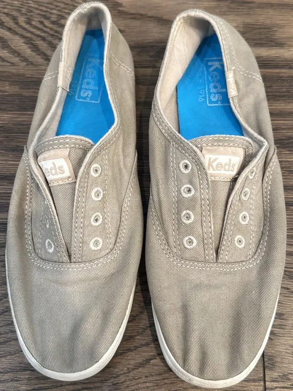 Keds Beige Canvas Slip-Ons - Image 2