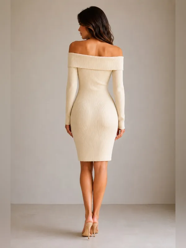 NWT Gilli Ribbed Off The Shoulder Bodycon Sweater Dress - Image 2