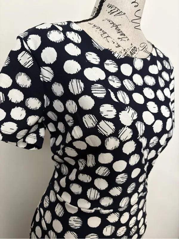 Enfocus Studio Navy & White Polka Dot Tie-Waist Midi Dress - Image 4