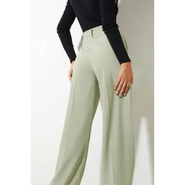 Motel Wide Leg Trousers XS Sage Green High Rise Pleated Pants - Image 8