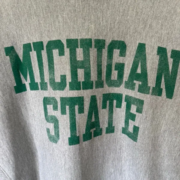 Steve & Barry's VTG Y2K Michigan State Spartans Oversized Cozy Hoddie Grey College Sweatshirt - Image 2