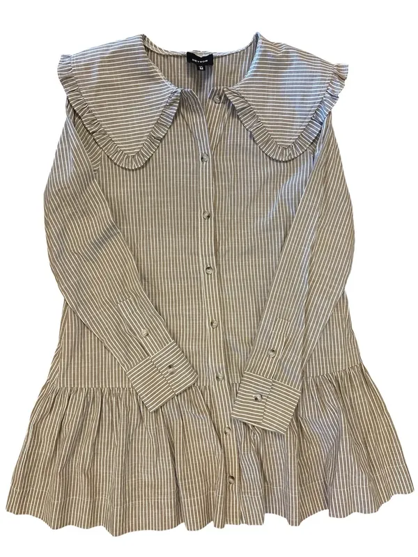 Heyson Dôen Inspired Stripe Babydoll Mini Dress Cottagecore Praire Collared |M - Image 3