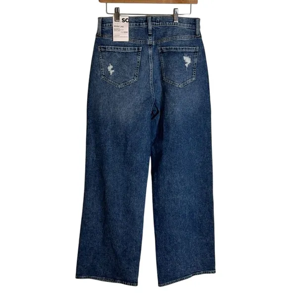 SO Women Super High Rise Wide Leg Distressed Denim Jeans Blue 11/30W - Image 8