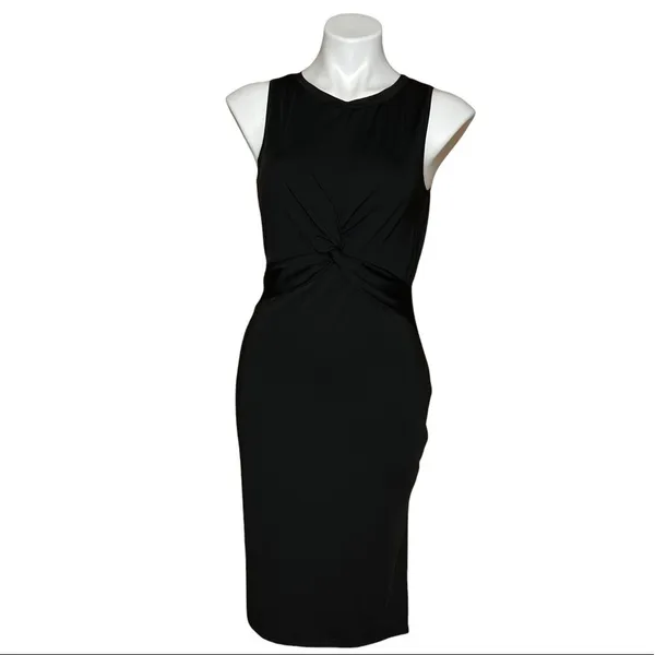 Ouges Black Twist Front Ruched Bodycon Mini LBD Sleeveless Cocktail Dress Size M Size M - Image 2