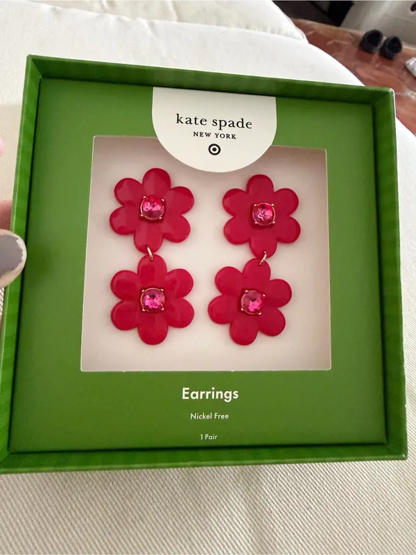 kate spade New York Pink Floral Drop Earrings - Image 2