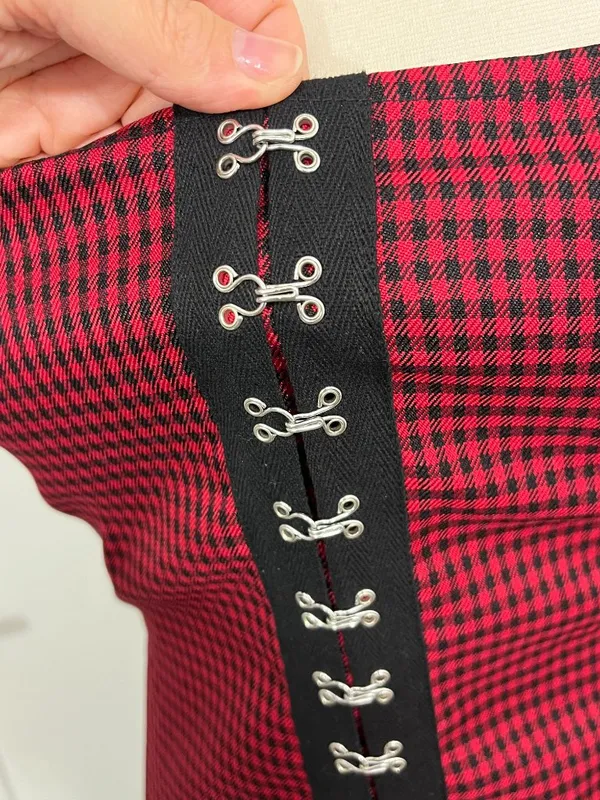 Wild Honey Small Red & Black Buffalo Plaid Goth Mini Dress - Image 10
