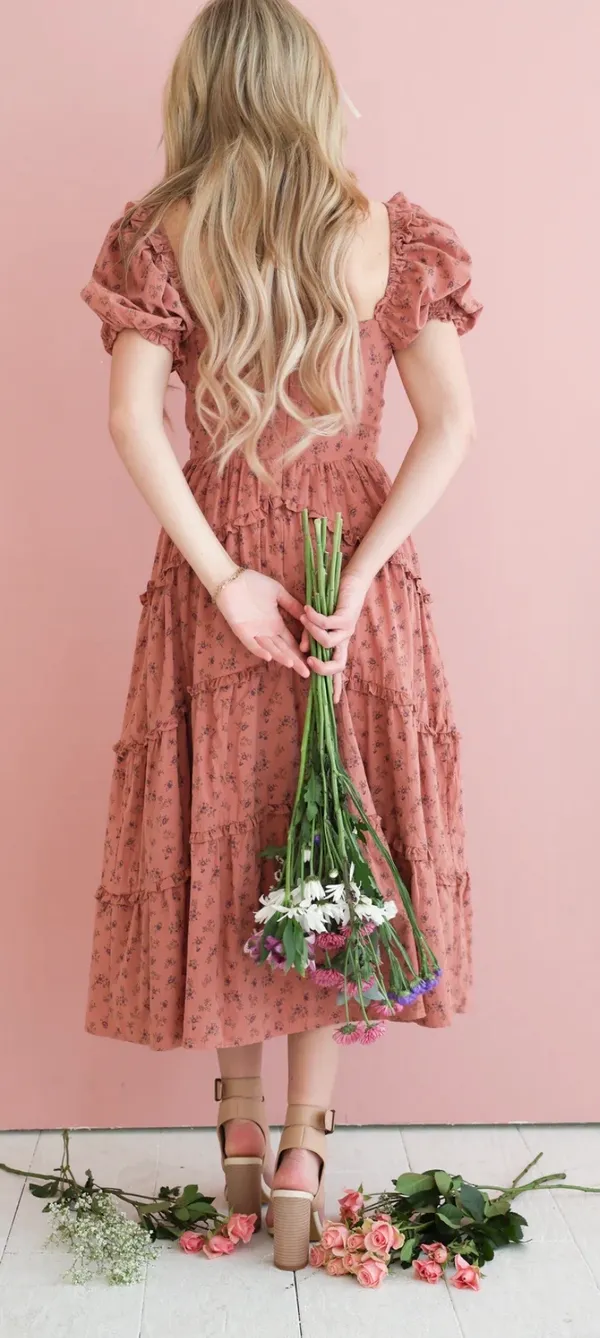 Storia Floral print ruffle Tiered Midi Dress - Image 3