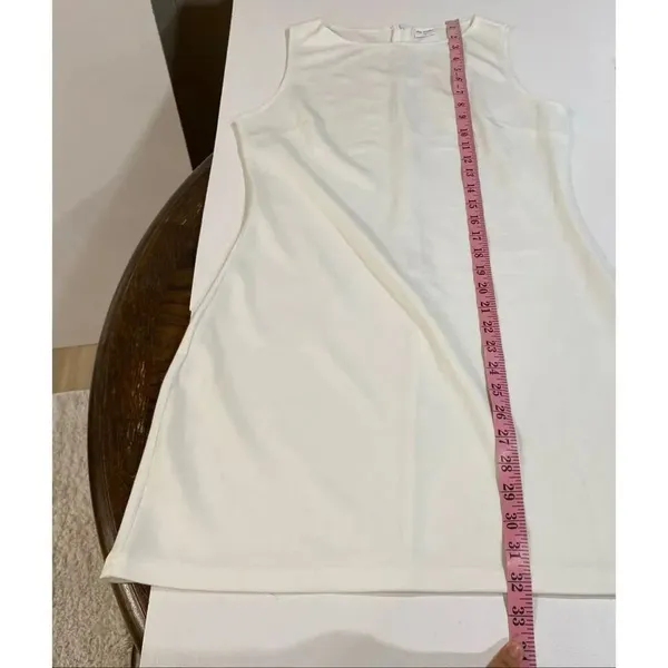 White Sleeveless Mini Dress Size M Clean Girl Minimalist Chic - Image 6