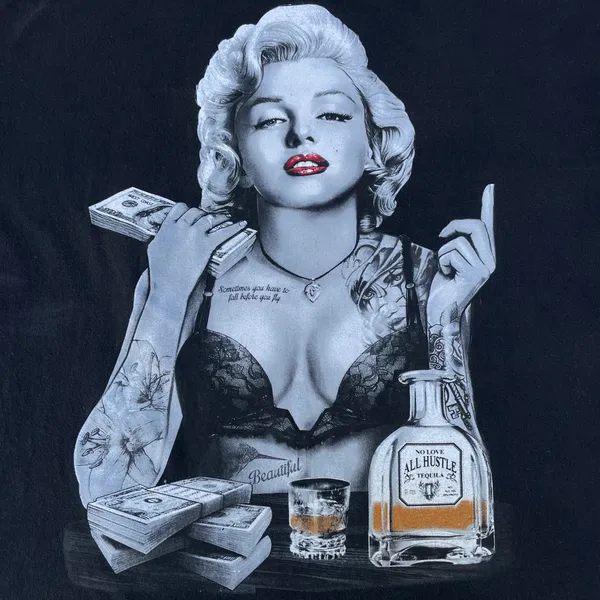 Vintage Marilyn Monroe Black Hustle Graphic T-shirt - Image 3