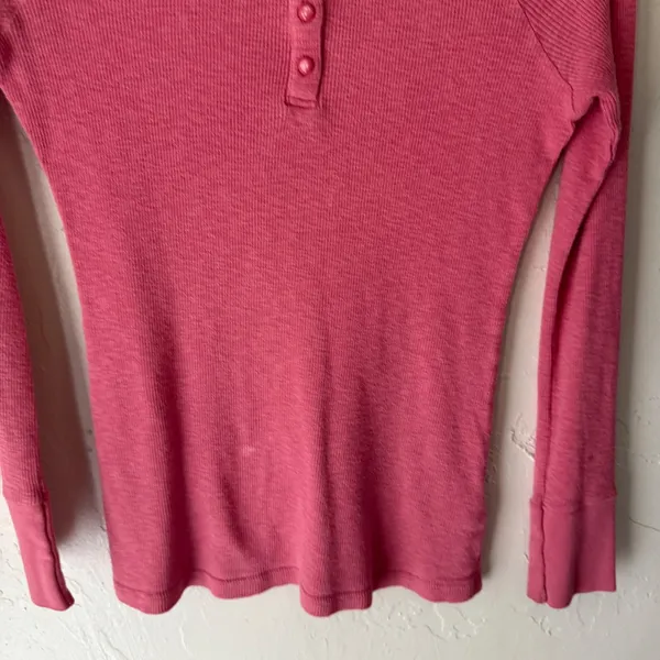 Mossino Supply‎ Co Y2k Pink Thermal Henley Lace Long Slv Shirt Large Bella Swan - Image 5