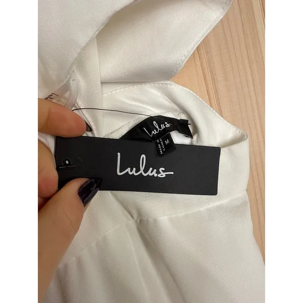 Lulus Moments to Remember White Sleeveless Wide-Leg Cutout Jumpsuit Party Medium - Image 9
