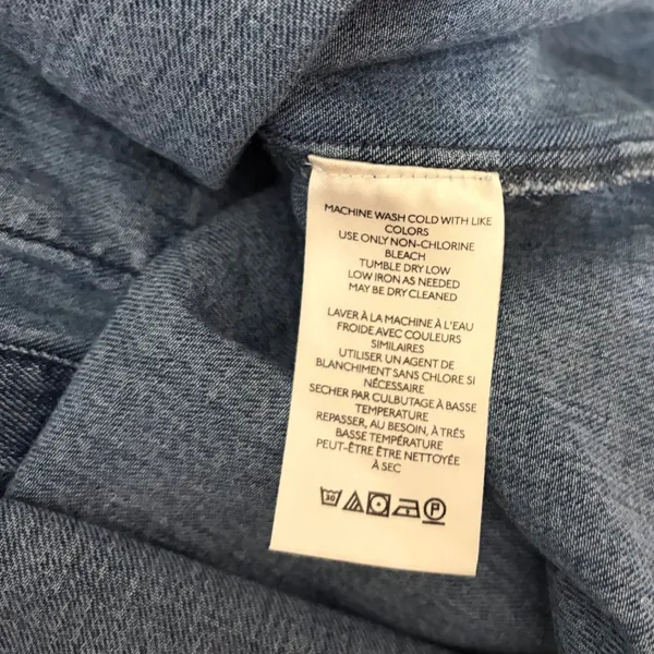 Anthropologie PILCRO Dannie Classic Denim Shirt Western Snap Puff Sleeve XXS - Image 13