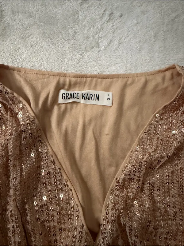Grace Karin Sequin V-Neck Blouse - Image 2