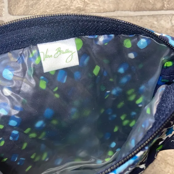 Vera Bradley Navy and Emerald Patterned Cosmetic Bag - Image 3