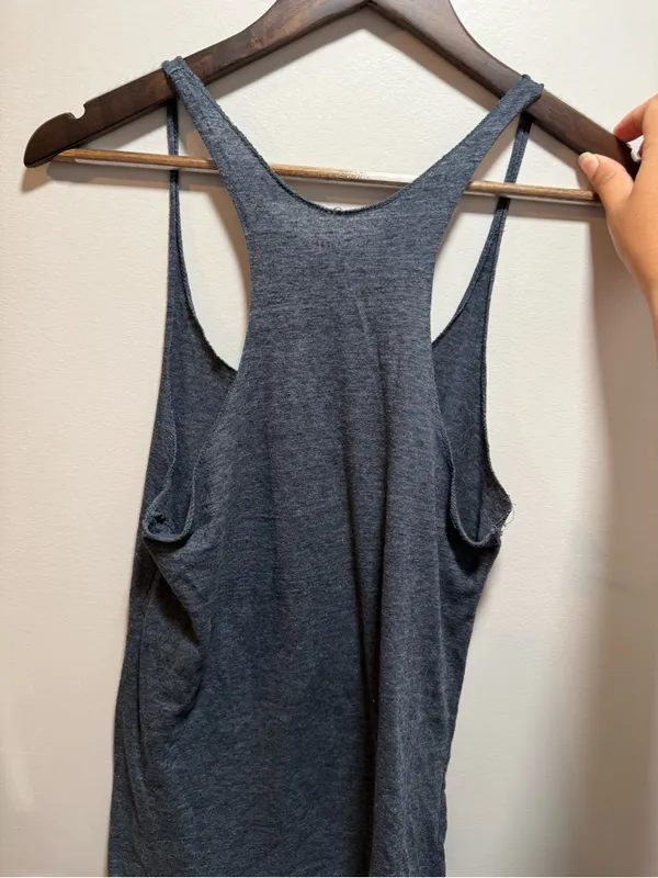 MV Sport Gray Racerback Tank with Yellow Seahawks Script - Image 2