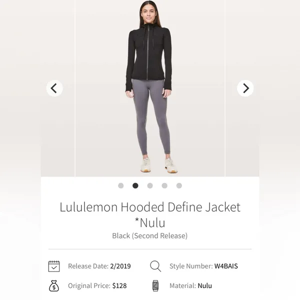 Lululemon Define Hooded Full Zip Jacket Nulu in Black Size 6 - Image 4