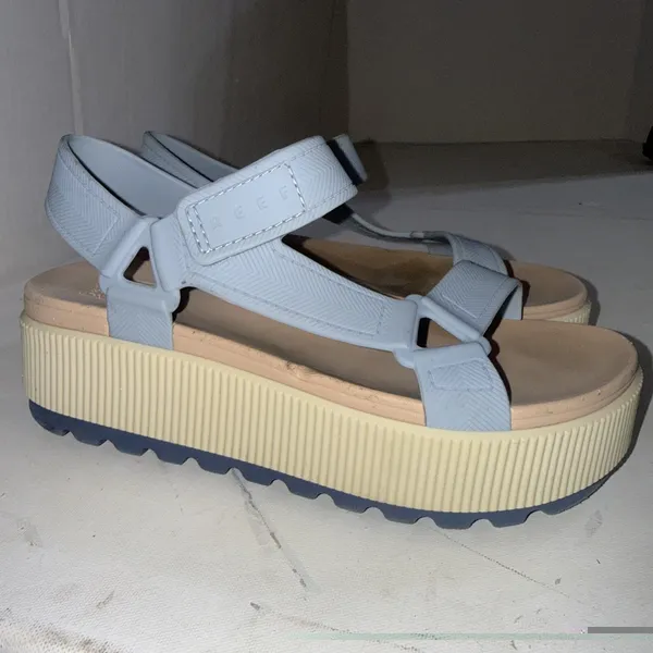 Reef Water Vista Higher Platform Sling Back Periwinkle Tan Sandals Womens Size 7 - Image 5