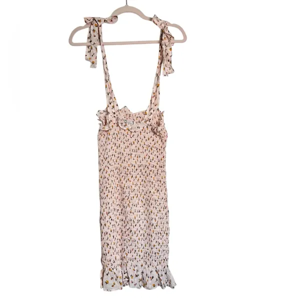 Intimately Free People Cream Floral Bella‎ Smocked Mini Dress XS - Image 4