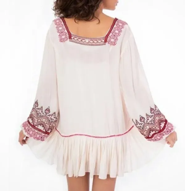 Free People Wild One Embroidered Peasant Dress - Image 10