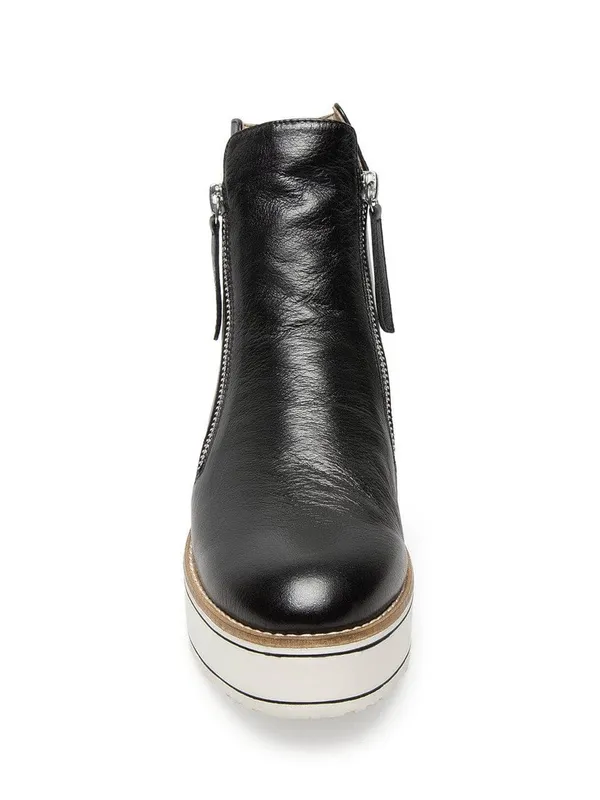 Silent D Nene Bootie Black Leather Platform Zip Ankle Boots - Image 2