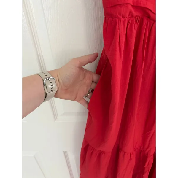 Abercrombie & Fitch Emerson Red Tiered Maxi Dress Strapless Convertible Resort - Image 4