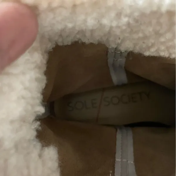 Sole Society Verona Winter Boots Women's 8.5 Beige Suede Faux Shearling Pull On - Image 9