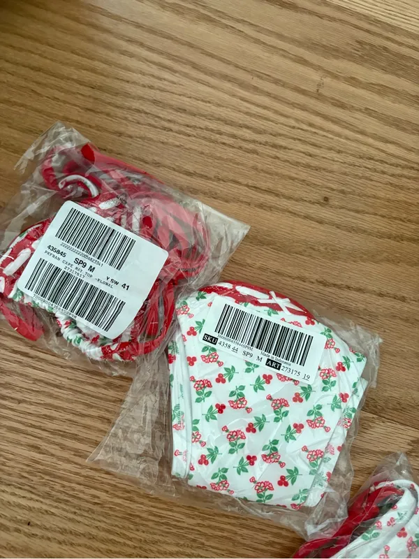 White Face Mask with Red Cherry Print - Image 2