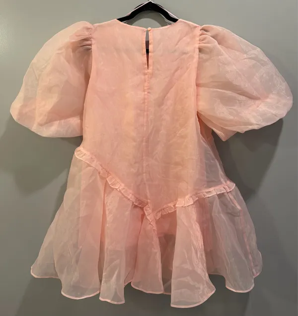 Mable Organza Puff Sleeve Babydoll Dress Light Pink - Image 5