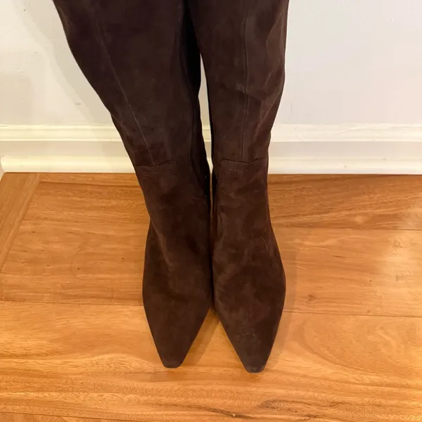 Naturalizer Deesha Chocolate Brown Suede Wide Calf Boots Size 7.5W-XW - Image 5