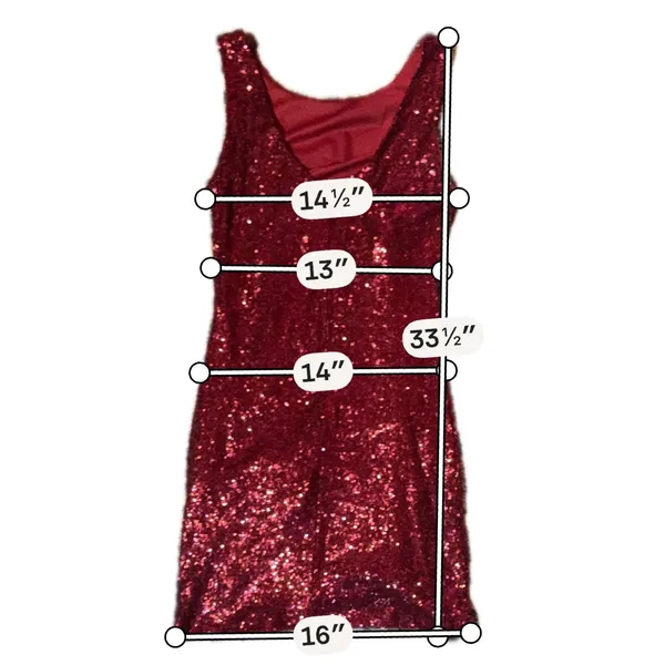 Vintage Crystal Doll Women Medium Ruby Red Sequin Mini‎ Dress Colorful Layered - Image 8