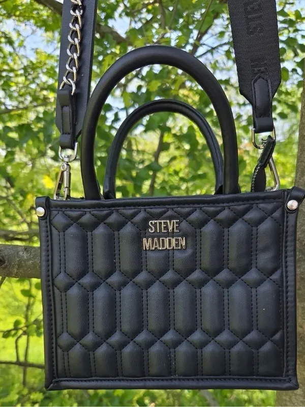 Steve Madden Black Quilted Mini Satchel crossbody new without tag - Image 2