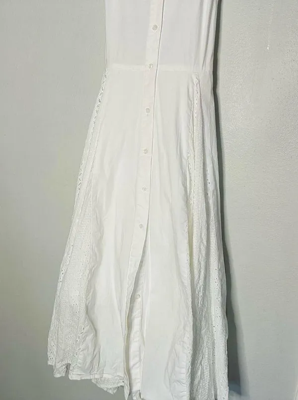 Marissa Webb White Cotton Poplin Sleeveless Button Front Collared Dress Size 6 - Image 8