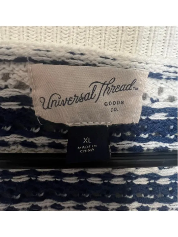 Universal Threads Navy And Cream Striped Button Up Short Sleeve Knit Cardigan - Image 4