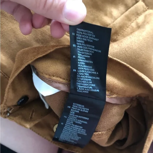 H&M Vegan Faux Leather Suede Button Front High Rise Mini Skirt 10 - Image 6