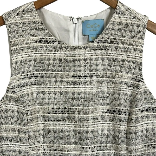 CeCe Cynthia Steffe Metallic Tweed Dress White Sz 2 - Image 4